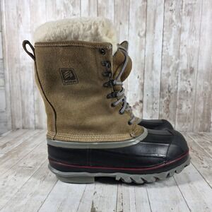 LaCrosse Iceman Mens 8 Winter Snow Boots Made in USA Tan Suede Rubber Pac Boots
